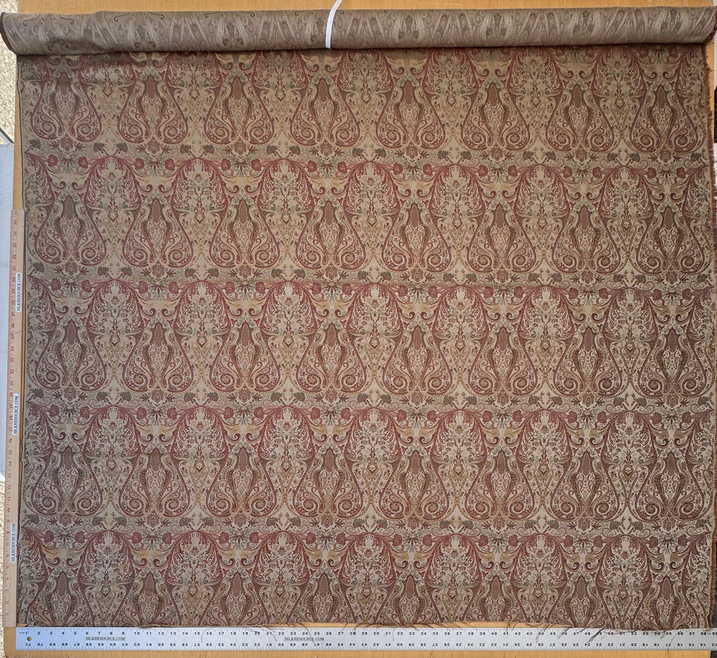 Scalamandre Baranzelli Regency 100%silk Lampas Red Green Renaissance Paisley Extra Wide -By The Yard