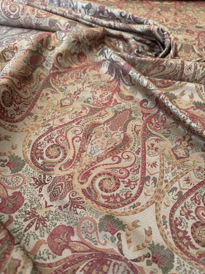 Scalamandre Baranzelli Regency 100%silk Lampas Red Green Renaissance Paisley Extra Wide -By The Yard