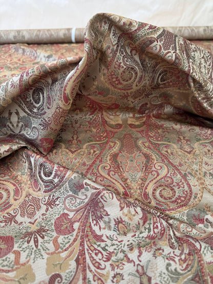 Scalamandre Baranzelli Regency 100%silk Lampas Red Green Renaissance Paisley Extra Wide -By The Yard