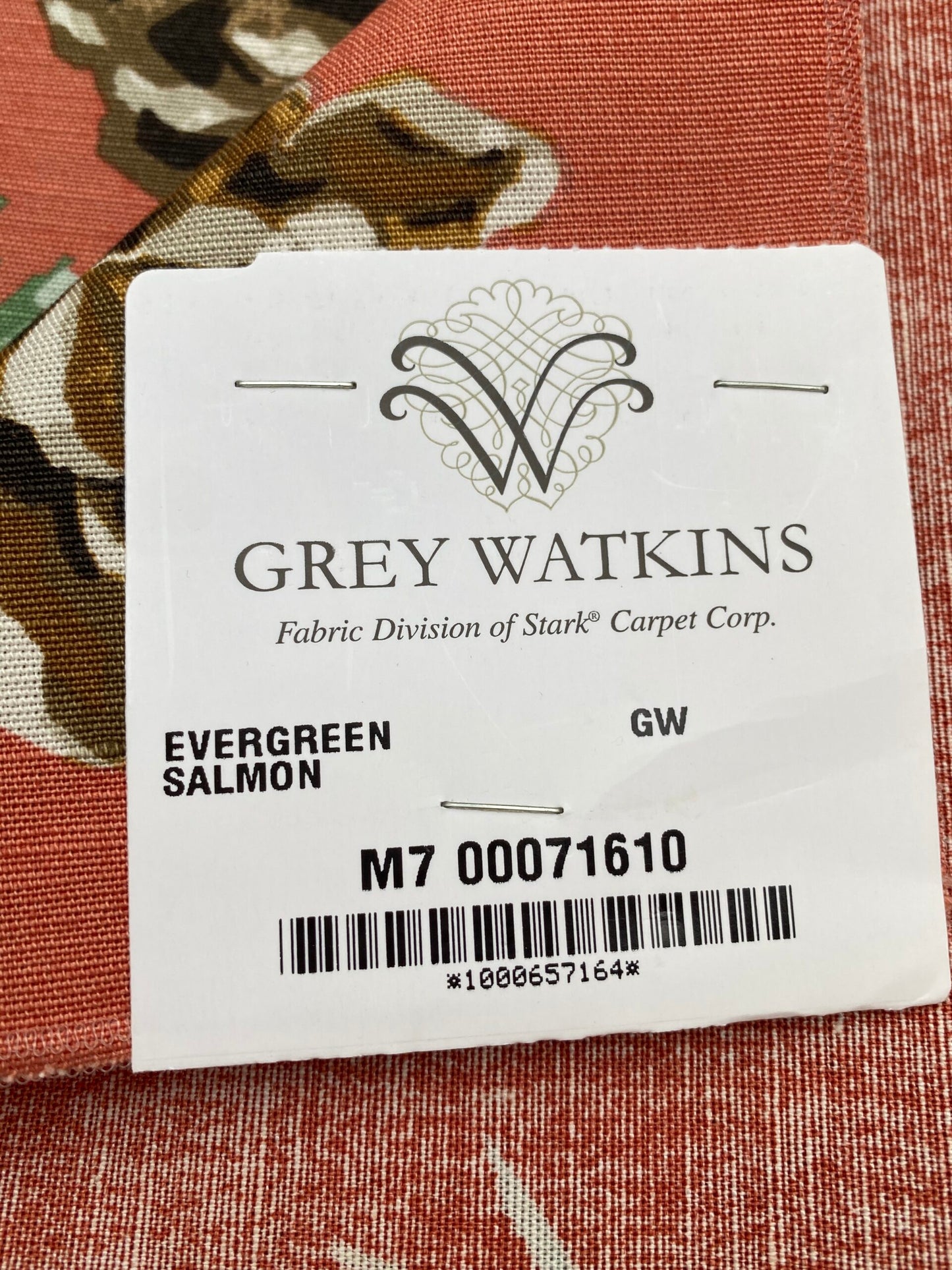 54 Berkbox77 Square Printed Fabrics by Grey Watkins Evergreen Salmon Orange Botanical Tree Foliage MSRP USD 300+/yard