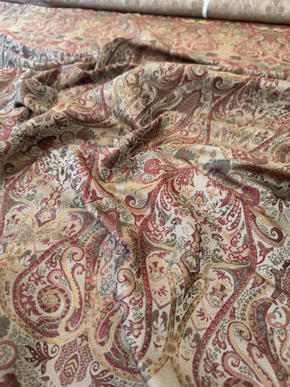 Scalamandre Baranzelli Regency 100%silk Lampas Red Green Renaissance Paisley Extra Wide -By The Yard