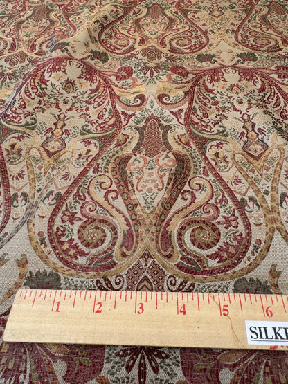 Scalamandre Baranzelli Regency 100%silk Lampas Red Green Renaissance Paisley Extra Wide -By The Yard