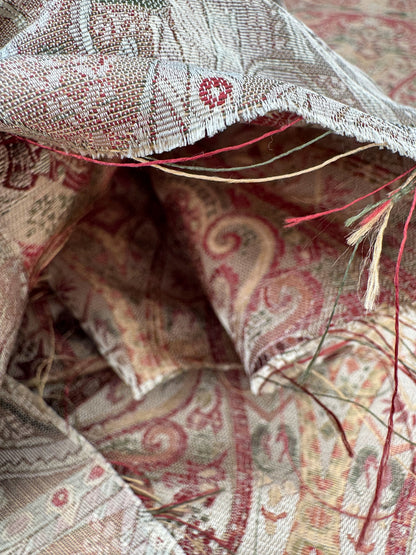 Scalamandre Baranzelli Regency 100%silk Lampas Red Green Renaissance Paisley Extra Wide -By The Yard
