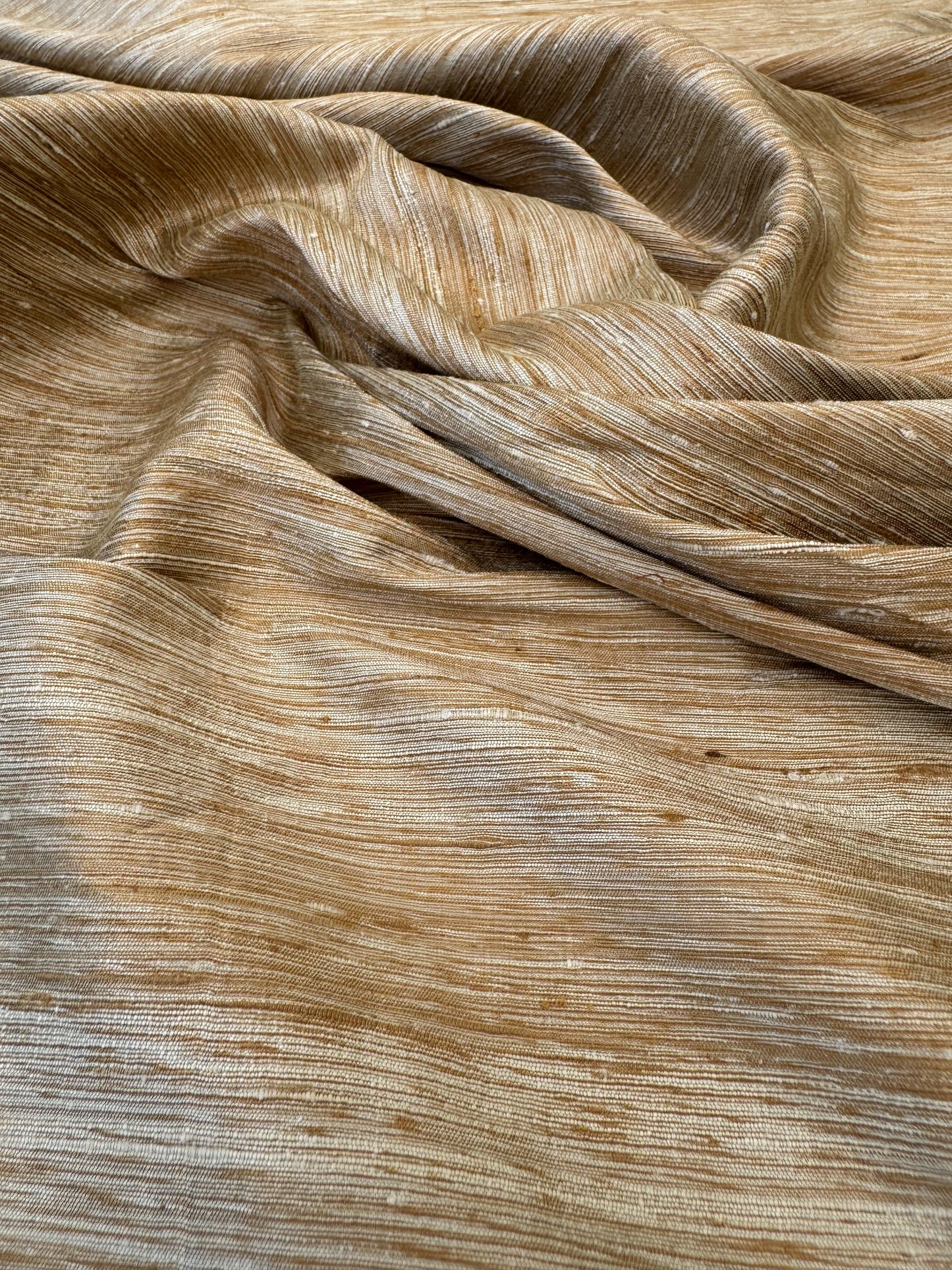 Schumacher Raw Silk Gold and Silver Winter Harvest Metallic Heavy Strie- By The Yard -MSRP USD248/Y