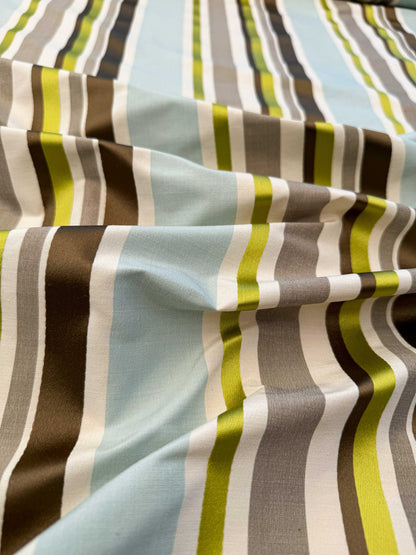 Scalamandre Tango Aqua/Multi Blue Green Rainbow Stripe 100% Silk Jacquard MSRP USD 324/y