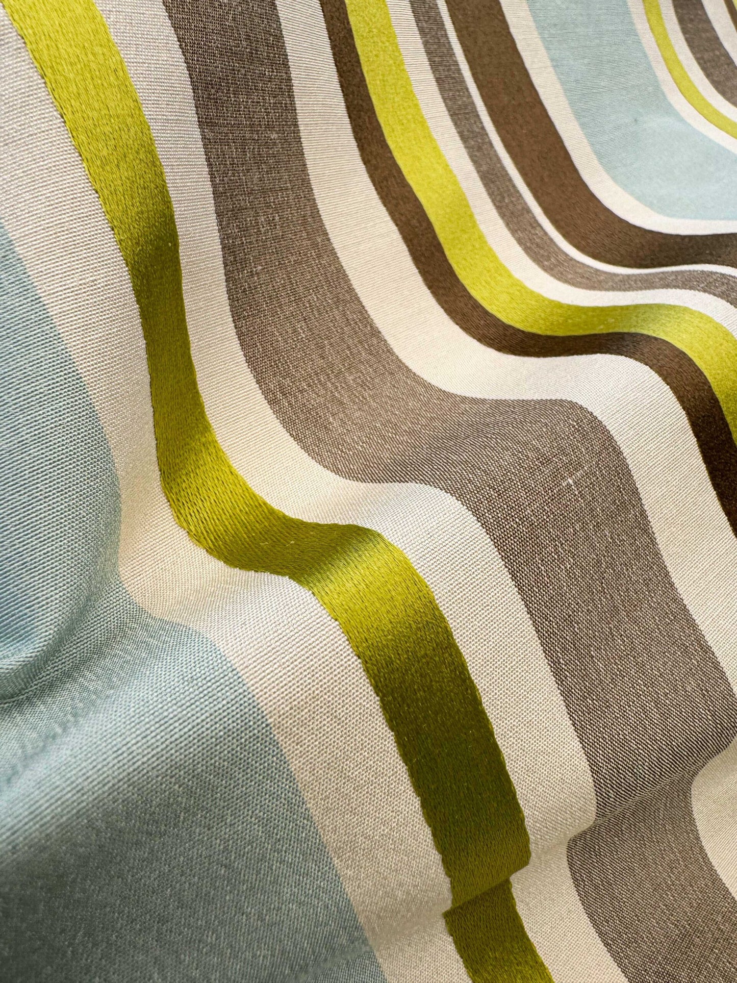 Scalamandre Tango Aqua/Multi Blue Green Rainbow Stripe 100% Silk Jacquard MSRP USD 324/y