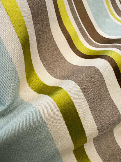 Scalamandre Tango Aqua/Multi Blue Green Rainbow Stripe 100% Silk Jacquard MSRP USD 324/y