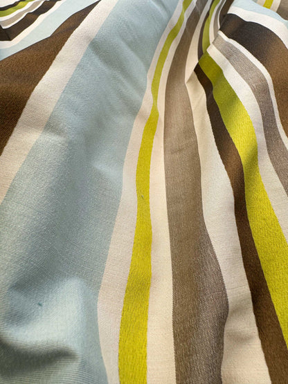 Scalamandre Tango Aqua/Multi Blue Green Rainbow Stripe 100% Silk Jacquard MSRP USD 324/y