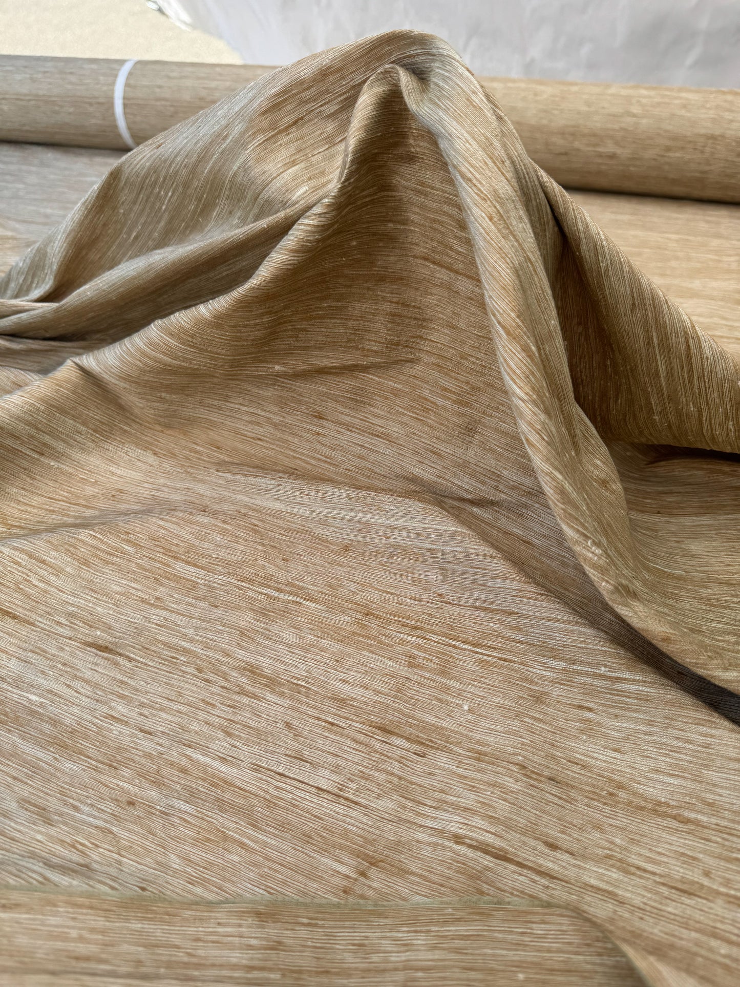 Schumacher Raw Silk Gold and Silver Winter Harvest Metallic Heavy Strie- By The Yard -MSRP USD248/Y