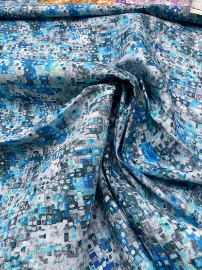 58 Berkbox77 Square Printed Fabrics by Grey Watkins Anantara Reef Blue Marine Abstract 1yd x 27" MSRP USD318/y