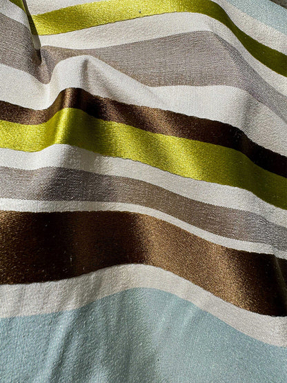 Scalamandre Tango Aqua/Multi Blue Green Rainbow Stripe 100% Silk Jacquard MSRP USD 324/y