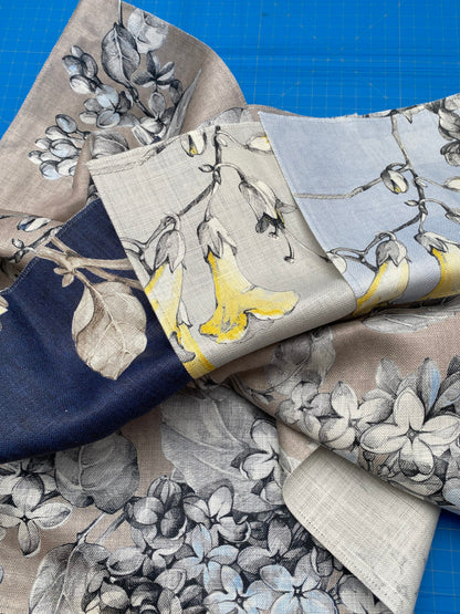 59 Berkbox77 Square Printed Fabrics by Grey Watkins Merrimon Linen Gray White MSRP USD346/y