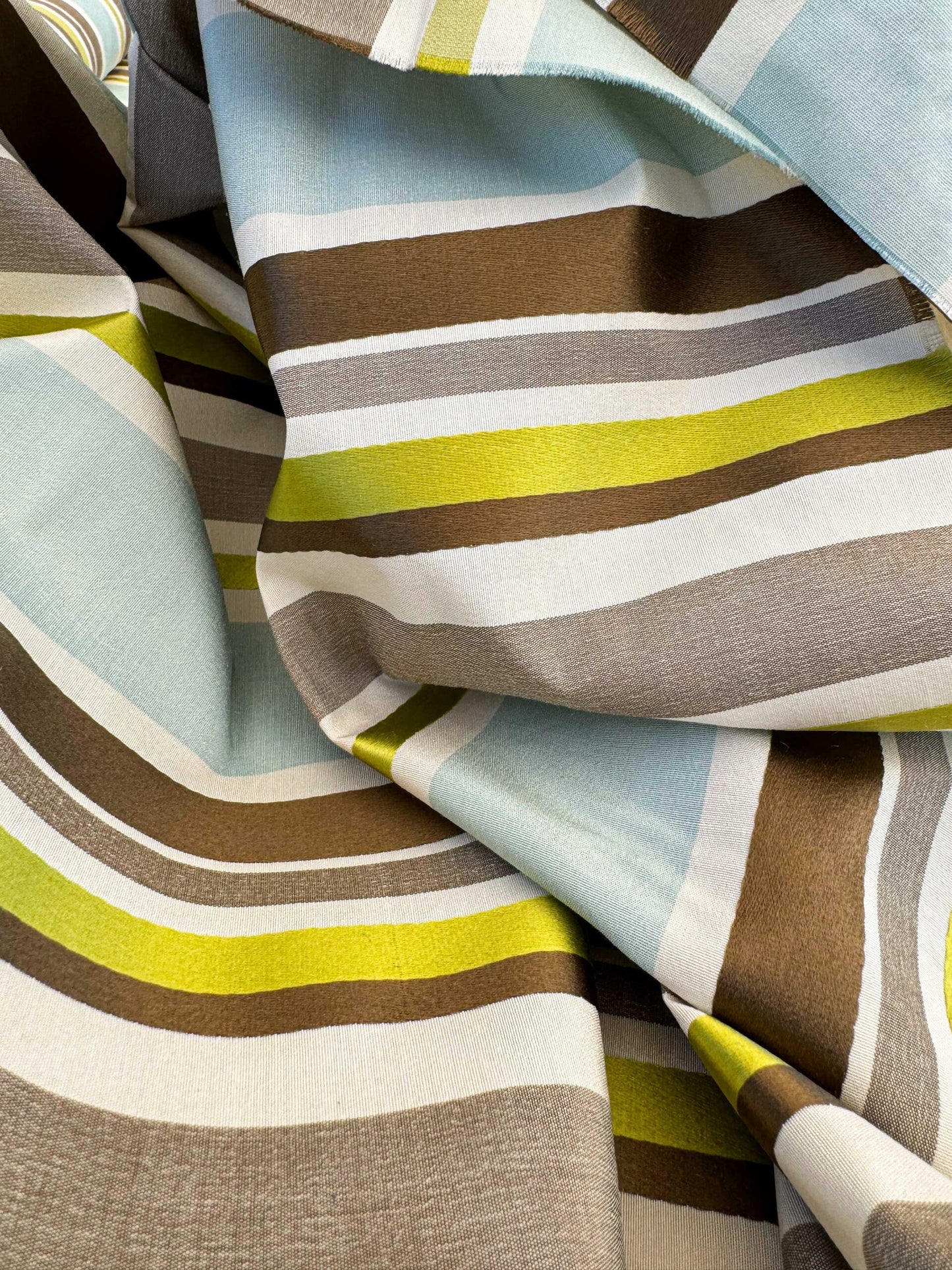 Scalamandre Tango Aqua/Multi Blue Green Rainbow Stripe 100% Silk Jacquard MSRP USD 324/y