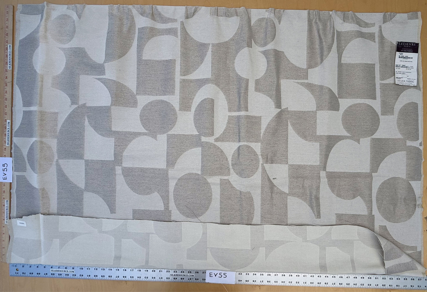 1.1 yards Scalamandre Lelievre Stabile Galet Geometric Large Jacquard Gray Linen Cotton