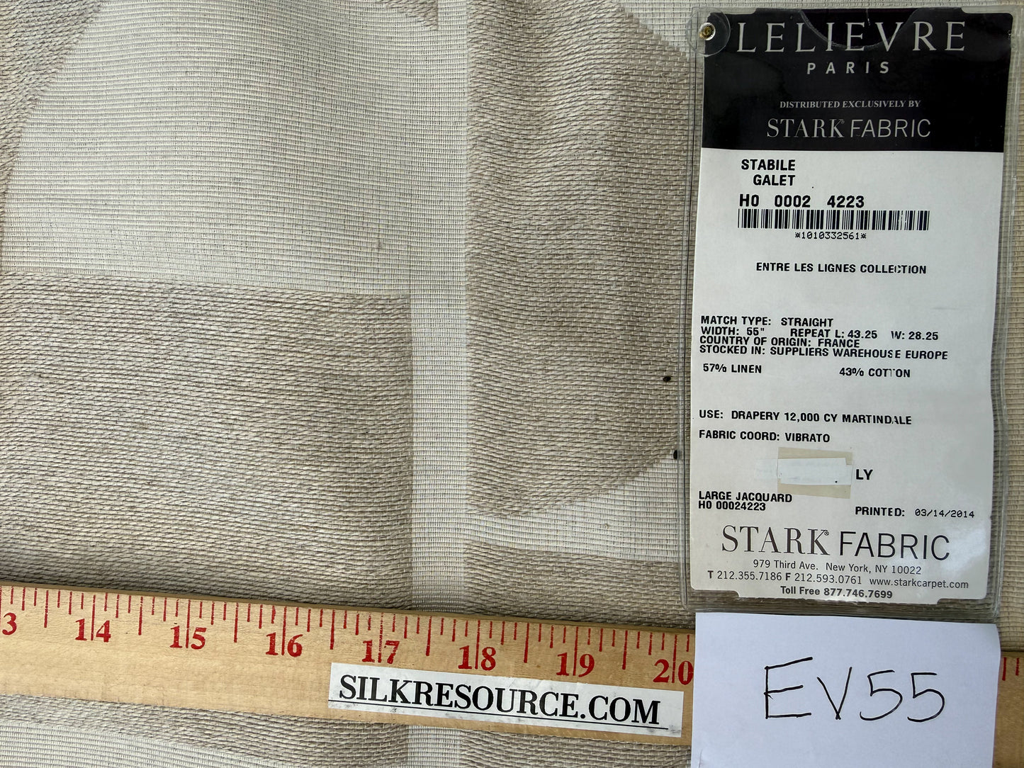 1.1 yards Scalamandre Lelievre Stabile Galet Geometric Large Jacquard Gray Linen Cotton
