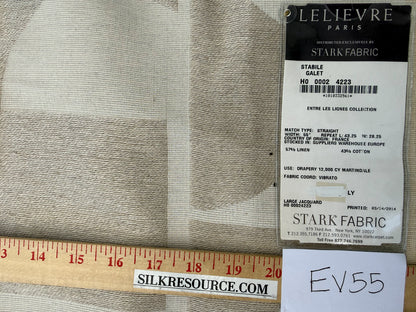 1.1 yards Scalamandre Lelievre Stabile Galet Geometric Large Jacquard Gray Linen Cotton