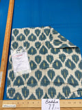 61 Berkbox77 Square Printed Fabrics by Scalamandre Adras Ikat Weave Peacock Cotton Blue Green White MSRP USD 150/y