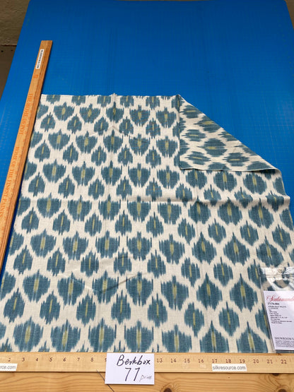63 Berkbox77 Square Printed Fabrics by Scalamandre Adras Ikat Weave Peacock Cotton Blue Green White MSRP USD 150/y