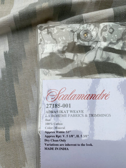 64 Berkbox77 Square Printed Fabrics by Scalamandre Adras Ikat Weave Mineral Beige Gray White Cotton Chevron MSRP USD 150/y