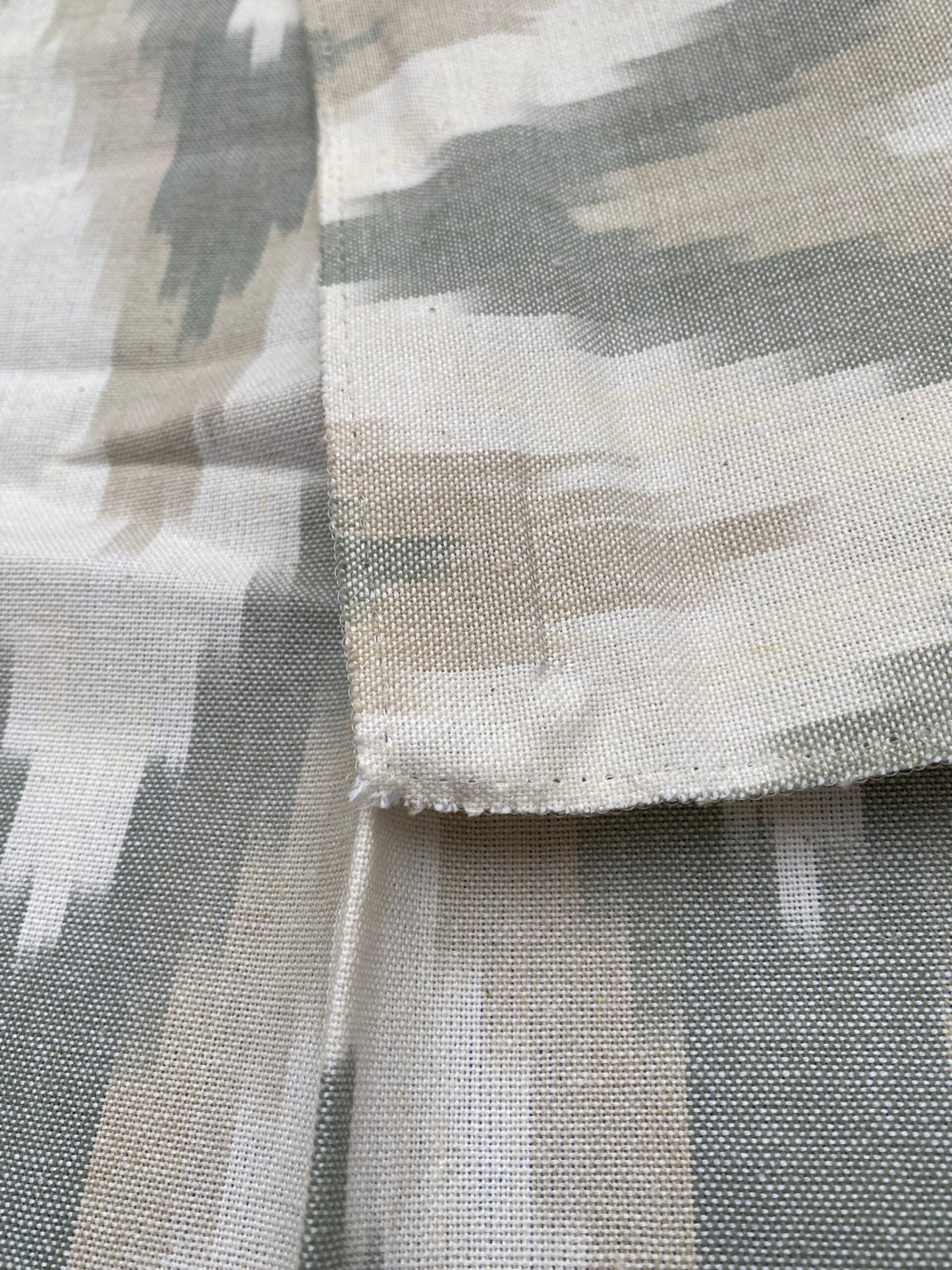 64 Berkbox77 Square Printed Fabrics by Scalamandre Adras Ikat Weave Mineral Beige Gray White Cotton Chevron MSRP USD 150/y