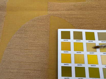 1.1 yards Scalamandre Lelievre Stabile Chrome Geometric Large Jacquard Yellow Linen Cotton