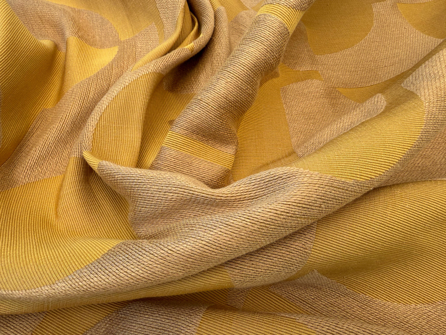 1.1 yards Scalamandre Lelievre Stabile Chrome Geometric Large Jacquard Yellow Linen Cotton