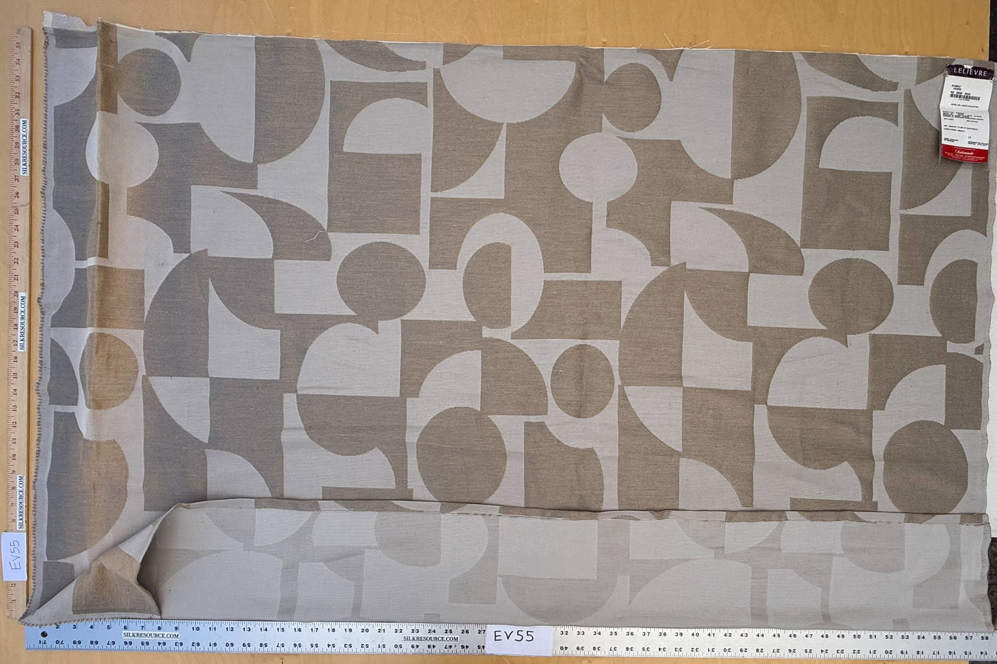 1.1 yards Scalamandre Lelievre Stabile Pierre Geometric Large Jacquard Brown Gray Linen Cotton