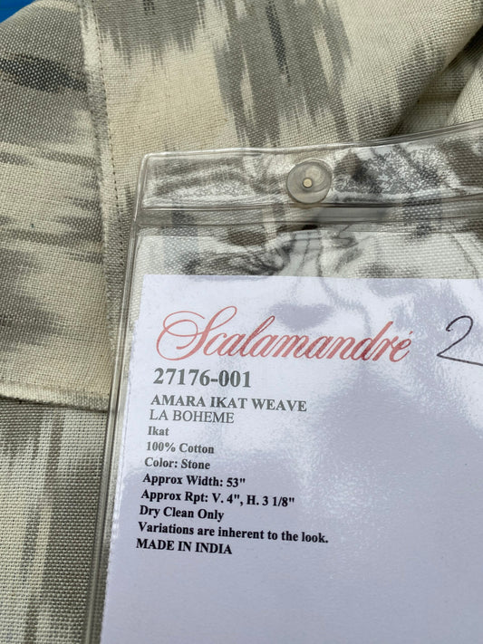65 Berkbox77 Square Printed Fabrics by Scalamandre Adras Ikat Weave Stone Cotton Blue Green White MSRP USD 150/y