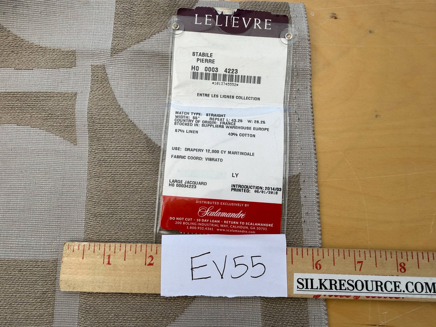 1.1 yards Scalamandre Lelievre Stabile Pierre Geometric Large Jacquard Brown Gray Linen Cotton