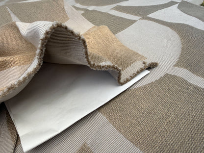 1.1 yards Scalamandre Lelievre Stabile Pierre Geometric Large Jacquard Brown Gray Linen Cotton
