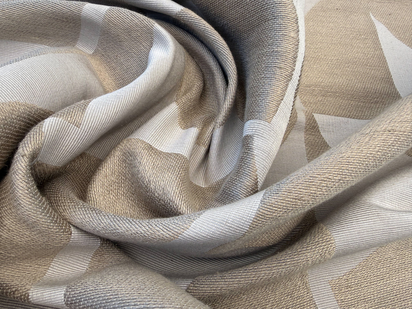 1.1 yards Scalamandre Lelievre Stabile Pierre Geometric Large Jacquard Brown Gray Linen Cotton
