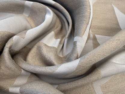 1.1 yards Scalamandre Lelievre Stabile Pierre Geometric Large Jacquard Brown Gray Linen Cotton
