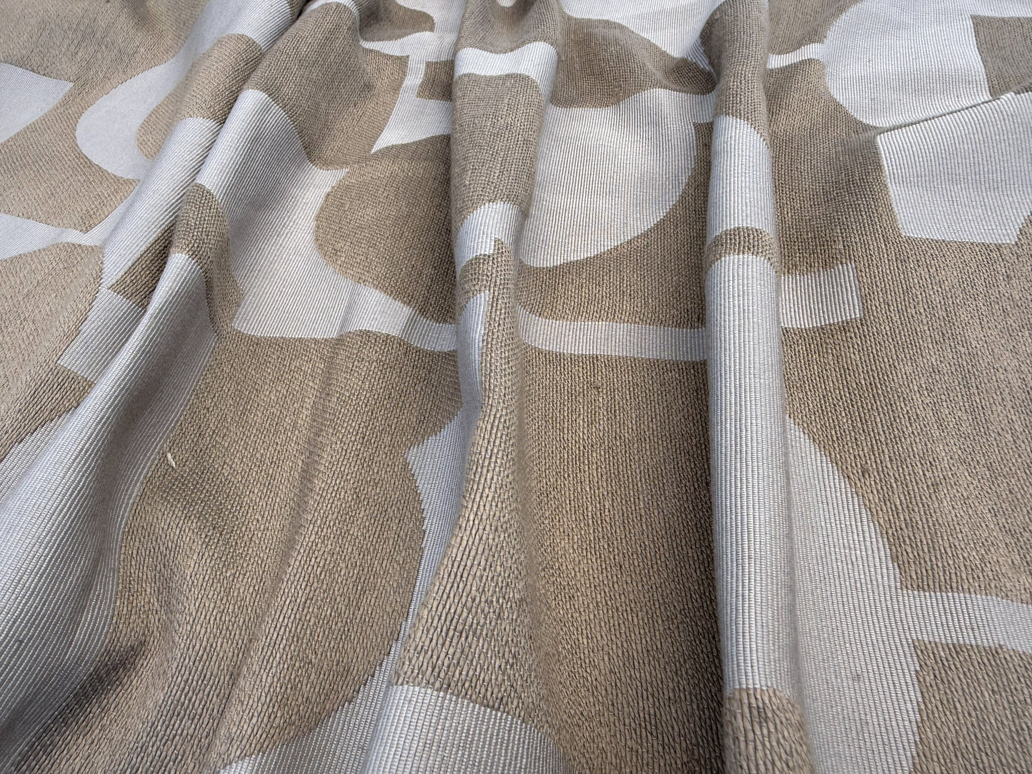 1.1 yards Scalamandre Lelievre Stabile Pierre Geometric Large Jacquard Brown Gray Linen Cotton