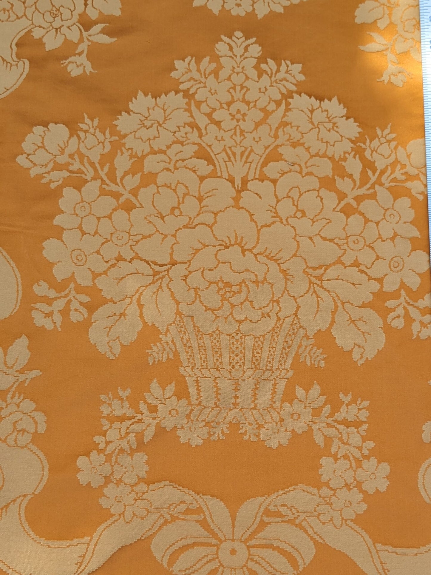 Scalamandre Tassinari & Chatel Marivaux Safran Orange Saffron Red French Court Silk Lampas Neoclassism Flower Basket MSRP USD690/y