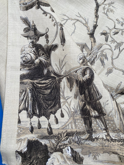 67 Berkbox77 Square Printed Scalamandre Voyage En Chine Black Beige Print Chinoiserie Asian Garden Elephant 1 Yard+ MSRP USD 388/yd