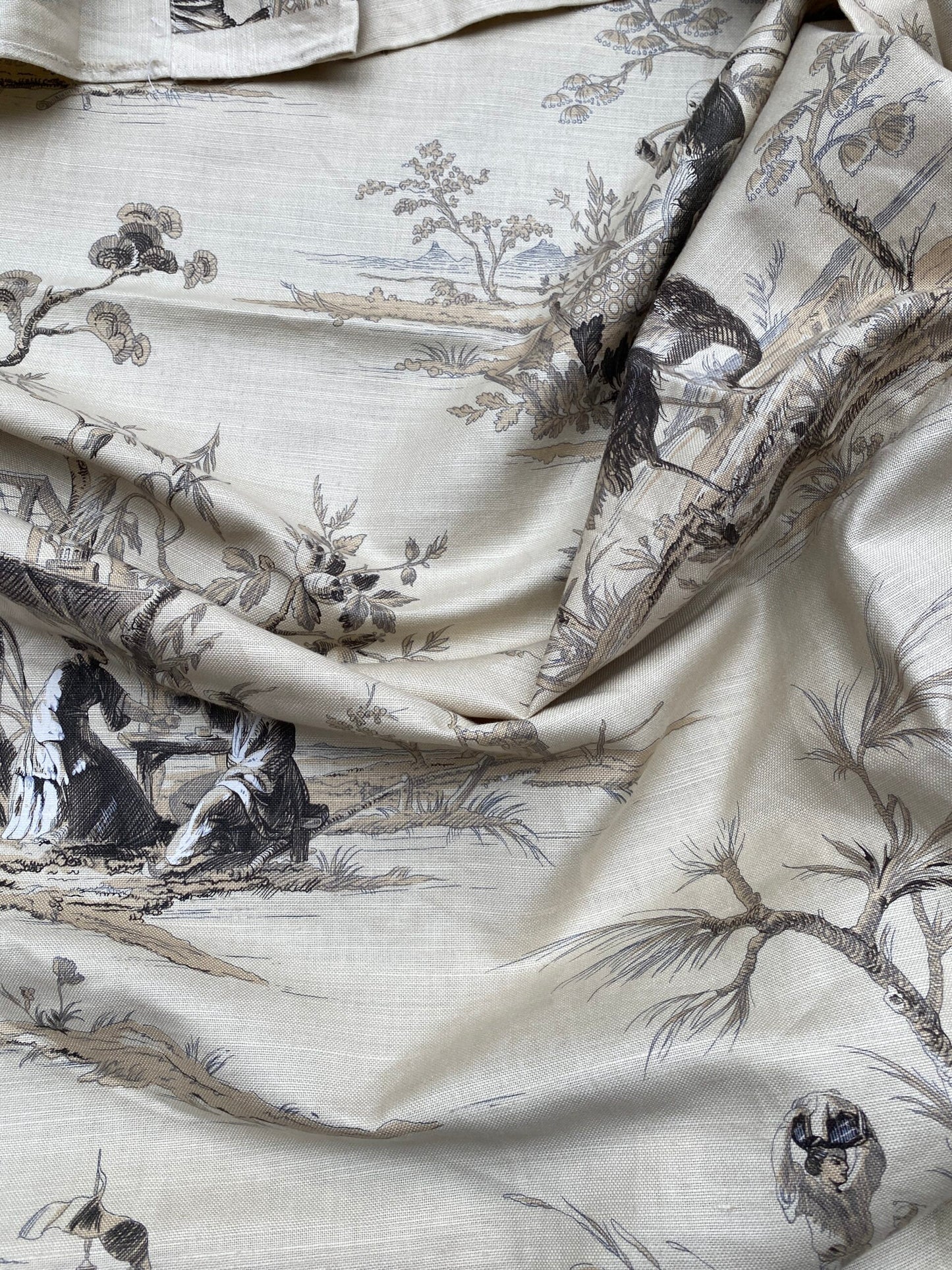 67 Berkbox77 Square Printed Scalamandre Voyage En Chine Black Beige Print Chinoiserie Asian Garden Elephant 1 Yard+ MSRP USD 388/yd