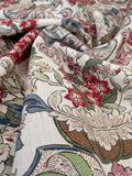 1.71 Yards Cowtan & Tout Savona Print Floral Basket Pink Red Blue Green on Cream Linen
