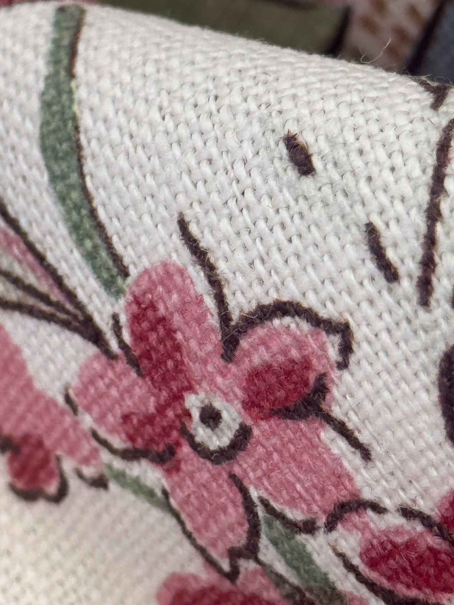 1.71 Yards Cowtan & Tout Savona Print Floral Basket Pink Red Blue Green on Cream Linen