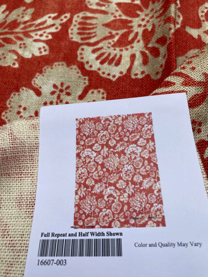 68 Berkbox77 Square Printed Fabric by Scalamandre Calais Linen Print Coral Floral Red White MSRP 300+/y