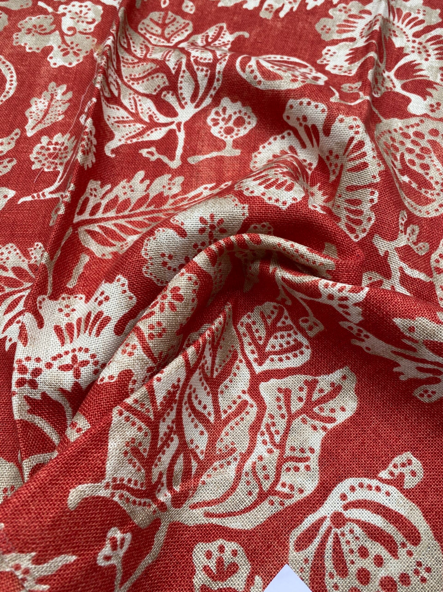 68 Berkbox77 Square Printed Fabric by Scalamandre Calais Linen Print Coral Floral Red White MSRP 300+/y