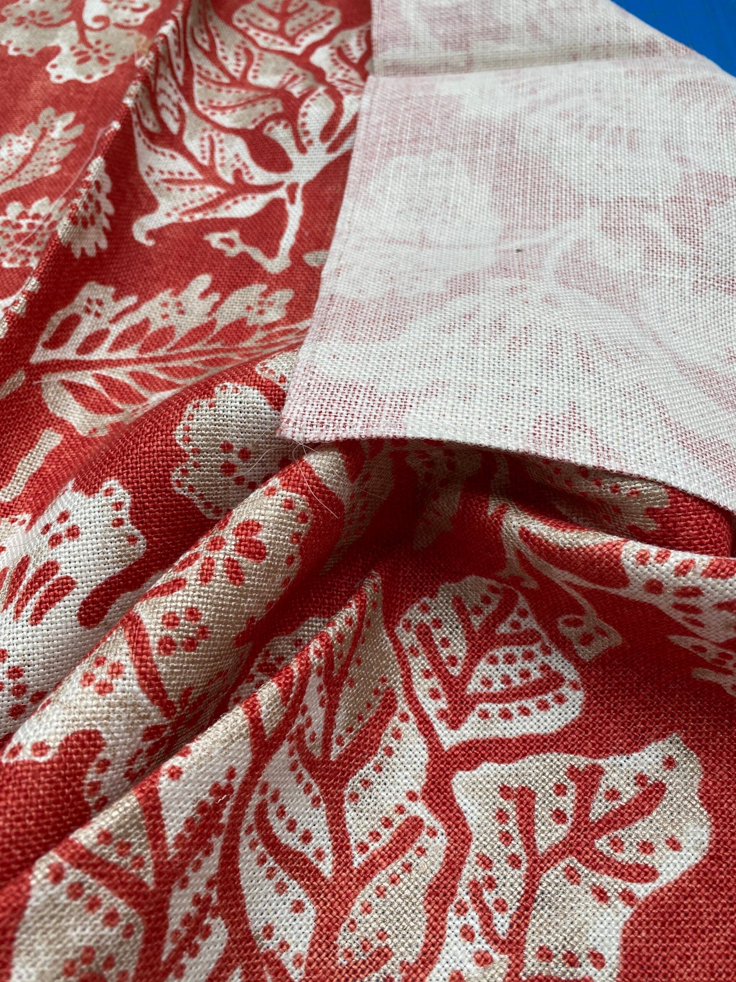 68 Berkbox77 Square Printed Fabric by Scalamandre Calais Linen Print Coral Floral Red White MSRP 300+/y