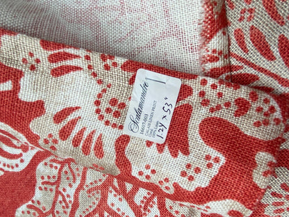 69 Berkbox77 Square Printed Fabric by Scalamandre Calais Linen Print Coral Floral Red White 1.2yd MSRP 300+/y