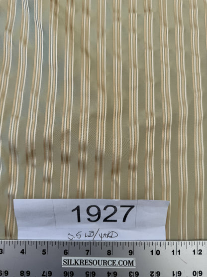 By Yard Coraggio Textiles Tosca Stripe in Mist Green Gold 100% Silk