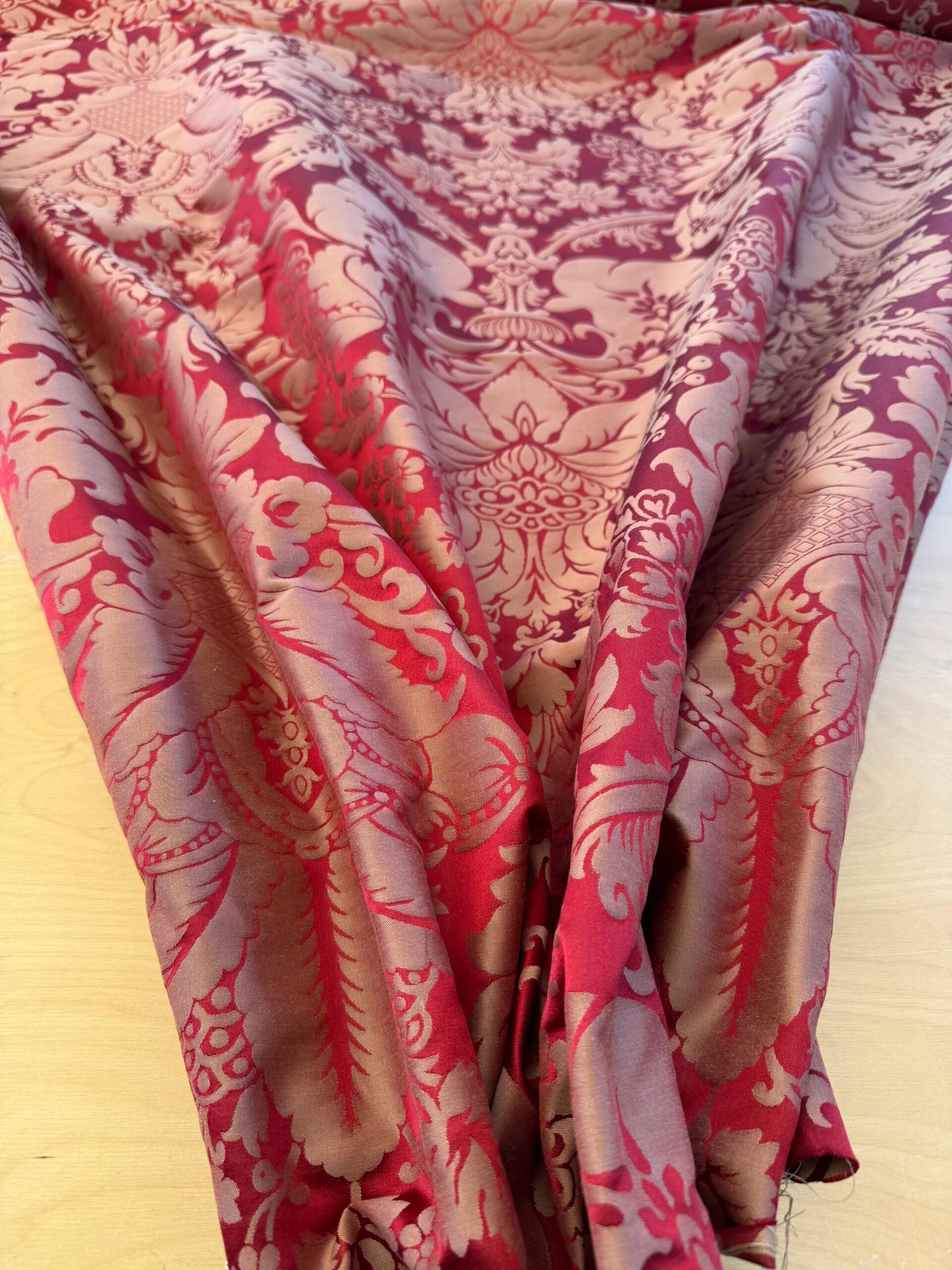 Scalamandre Hayes House Red Damask Large Silk Cotton Renaissance Historical Artichoke  MSRP USD300+/y
