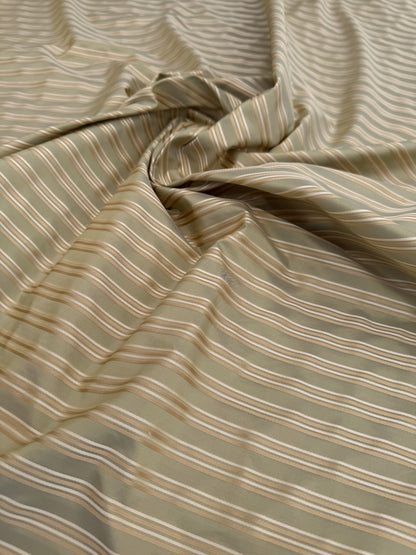 By Yard Coraggio Textiles Tosca Stripe in Mist Green Gold 100% Silk