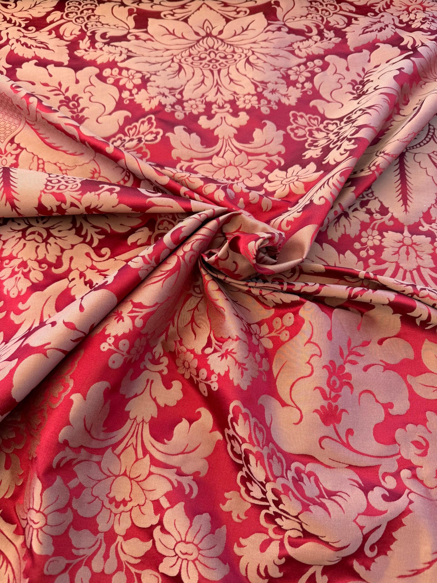 Scalamandre Hayes House Red Damask Large Silk Cotton Renaissance Historical Artichoke  MSRP USD300+/y