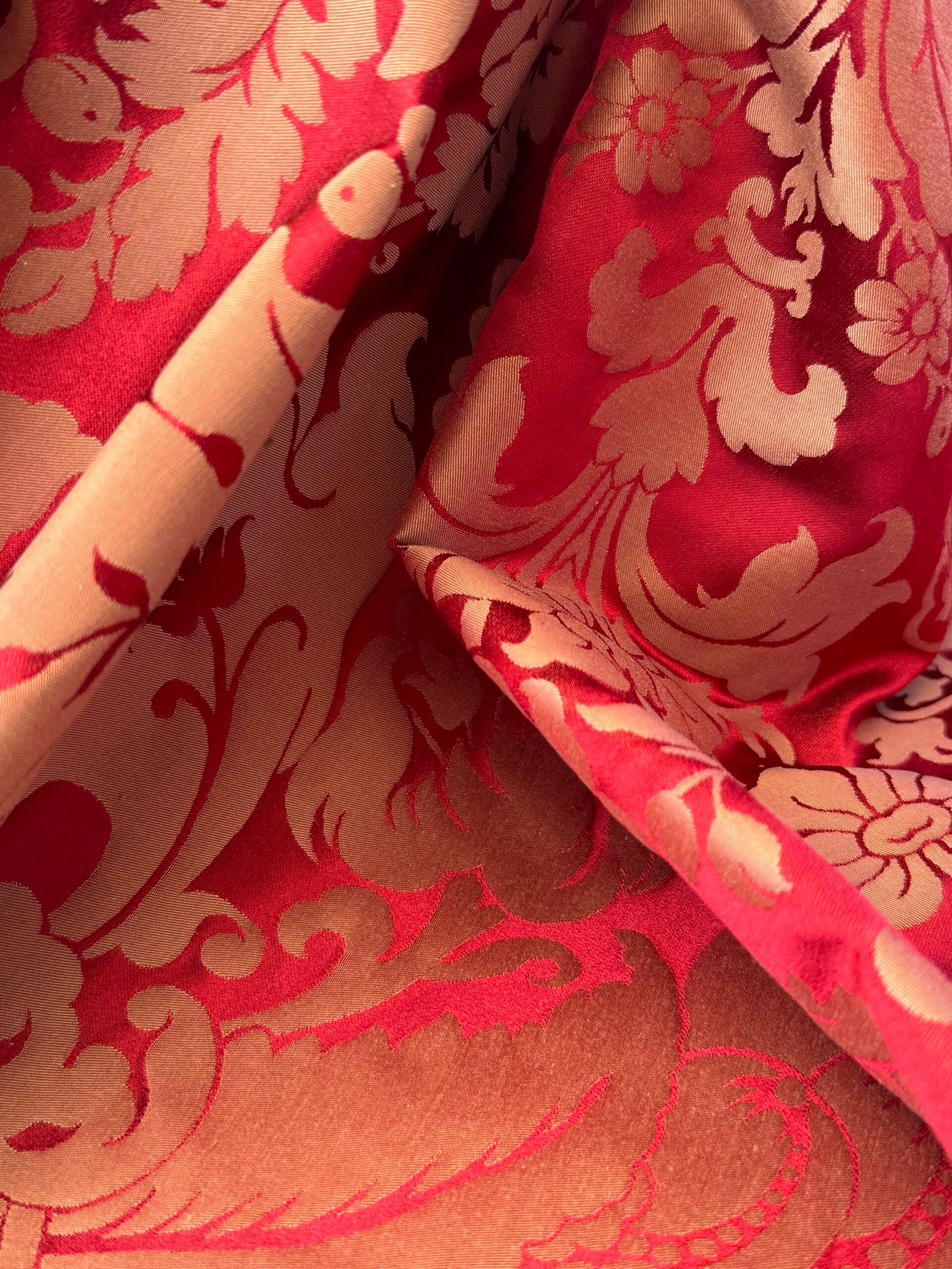 Scalamandre Hayes House Red Damask Large Silk Cotton Renaissance Historical Artichoke  MSRP USD300+/y