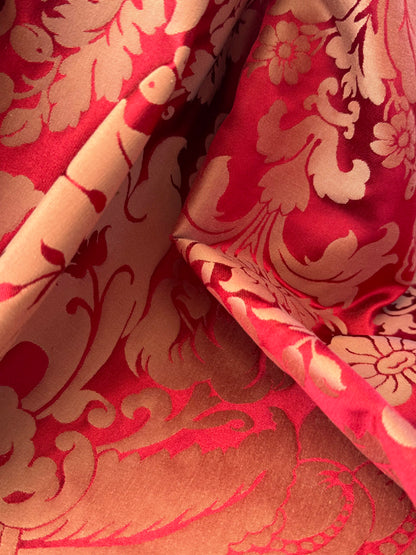 Scalamandre Hayes House Red Damask Large Silk Cotton Renaissance Historical Artichoke  MSRP USD300+/y