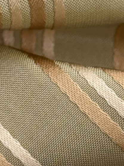 By Yard Coraggio Textiles Tosca Stripe in Mist Green Gold 100% Silk