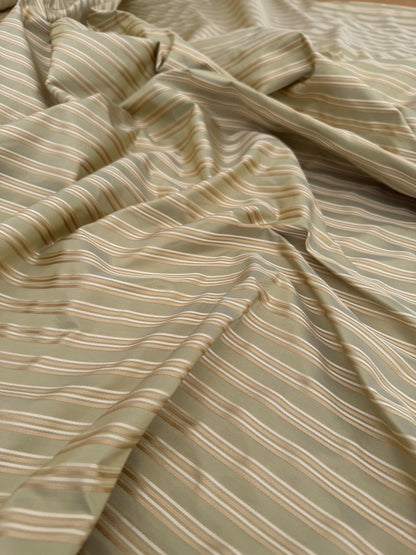 By Yard Coraggio Textiles Tosca Stripe in Mist Green Gold 100% Silk